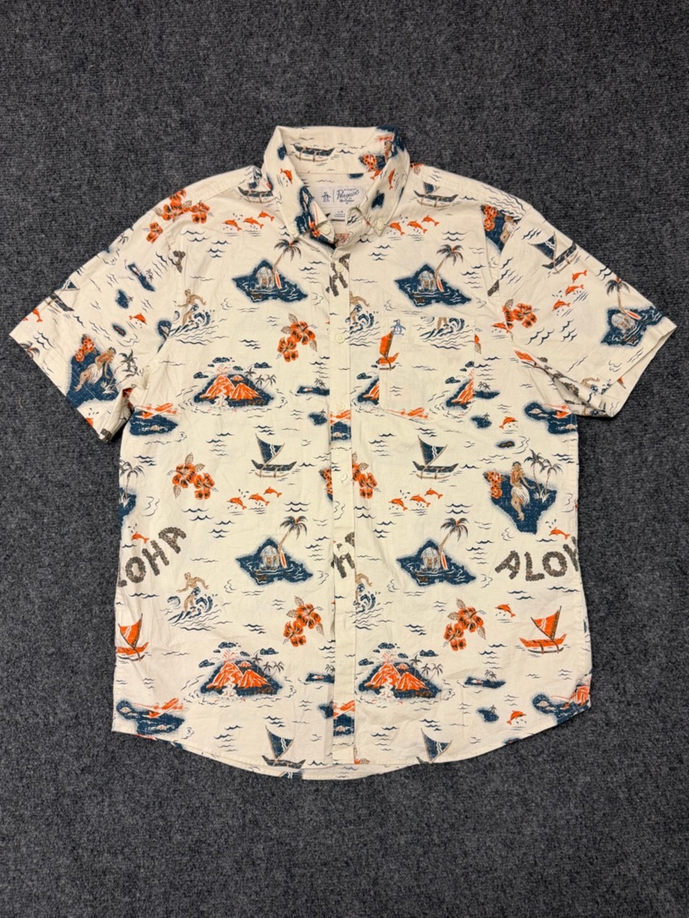 Penguin Munsingwear Tropical Print Button Up Vacation Shirt